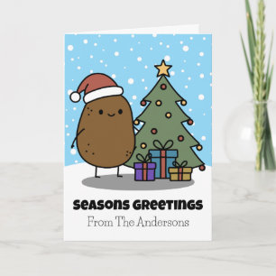 Seasons Greetings With A Potato Holiday Card