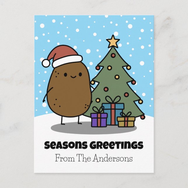 Seasons Greetings With A Potato Holiday Postcard (Front)