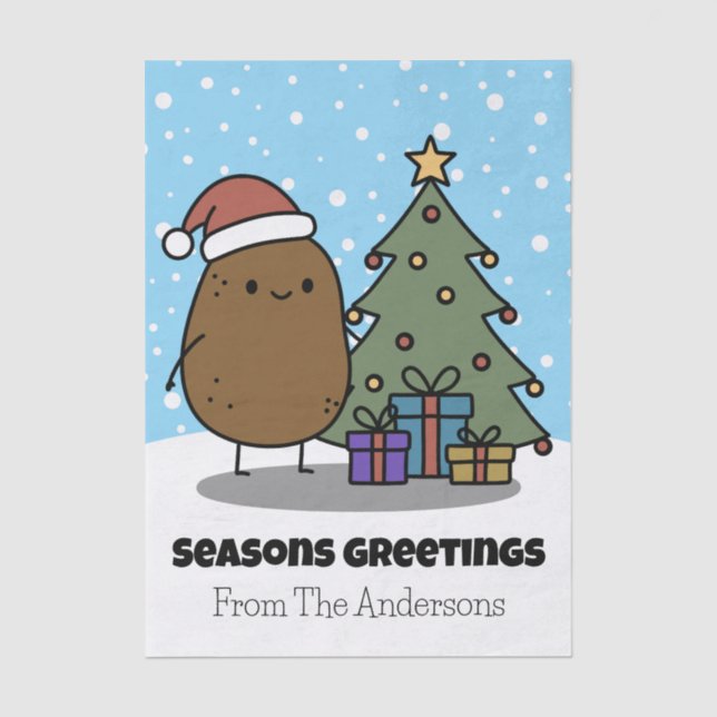 Seasons Greetings With A Potato Tissue Paper (Front)