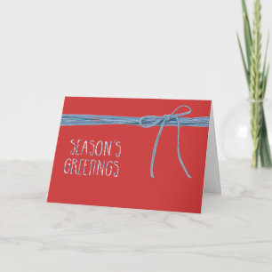 Season's Greetings with Blue String Holiday Card
