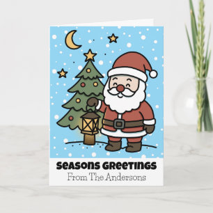 Seasons Greetings With Santa Holiday Card