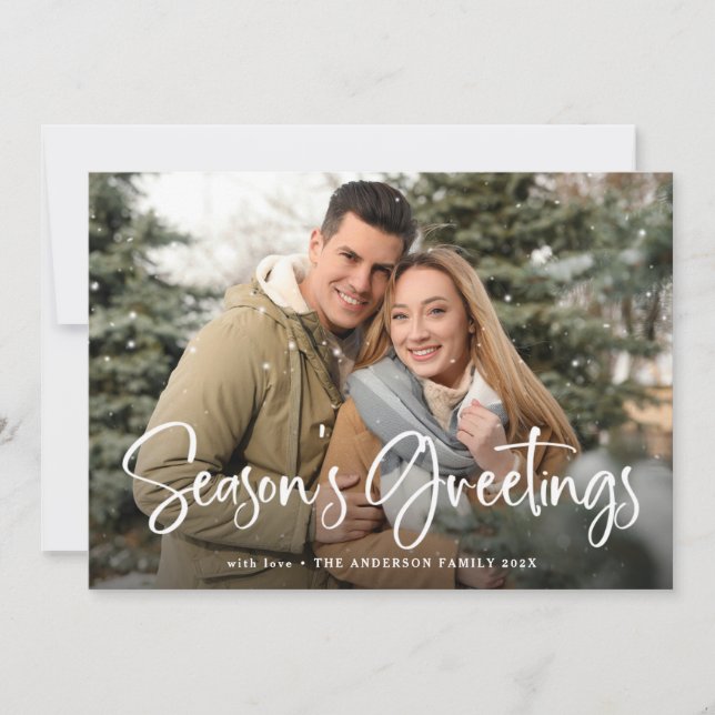 Seasons Greetings with your Family Photo Holiday Card (Front)