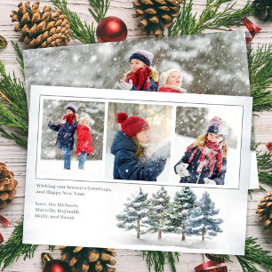 Season's Greetings Woodland Photo Collage Holiday Card