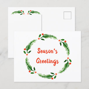 Season's Greetings Wreath Post Card
