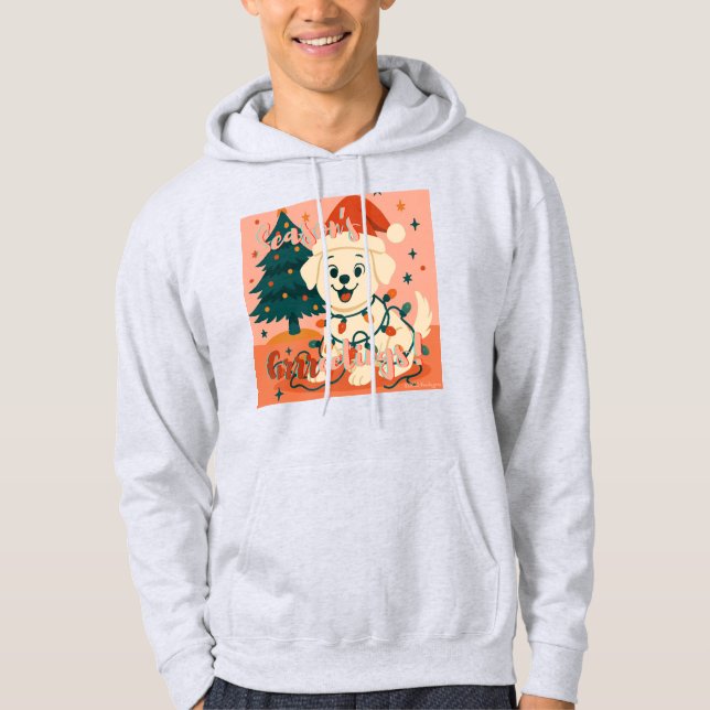 Season's Grrreetings! Funny Santa Dog Hoodie (Front)