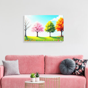 Seasons in Harmony – Four Trees Through the Year Canvas Print