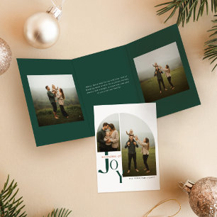 Seasons of Joy Arch Photo Family Christmas Tri-Fold Holiday Card