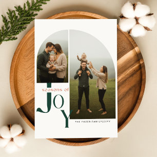 Seasons of Joy Family Photo Collage Christmas Holiday Postcard