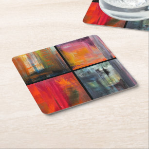 Seasons Painting by Alfred Fox Square Paper Coaster