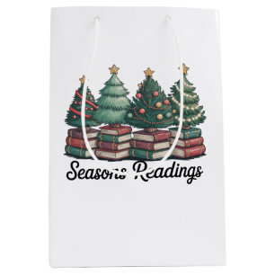 Seasons Readings Christmas Books Club Vintage Medium Gift Bag