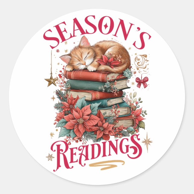 Season's Readings Cosy Kitten  Classic Round Sticker (Front)