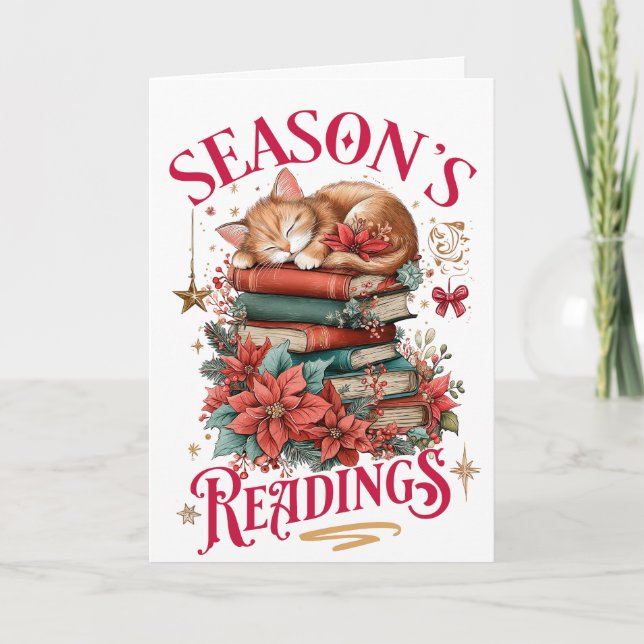 Season's Readings Cosy Kitten  Holiday Card (Front)