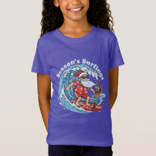 Season's Surfings Funny Surfing Santa Hawaiian  T-Shirt