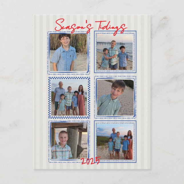 Season's Tidings Coastal Christmas Photo Postcard (Front)