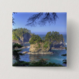 Seastacks, Makah Nation Tribal Lands, Cape 15 Cm Square Badge