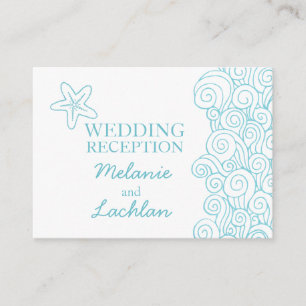 Seastar blue & white wedding info enclosure card
