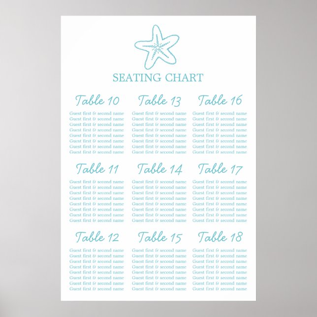 Seastar Wedding Seating Table Planner 10-18 Poster (Front)