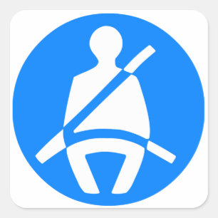 Seat Belt Symbol Square Sticker