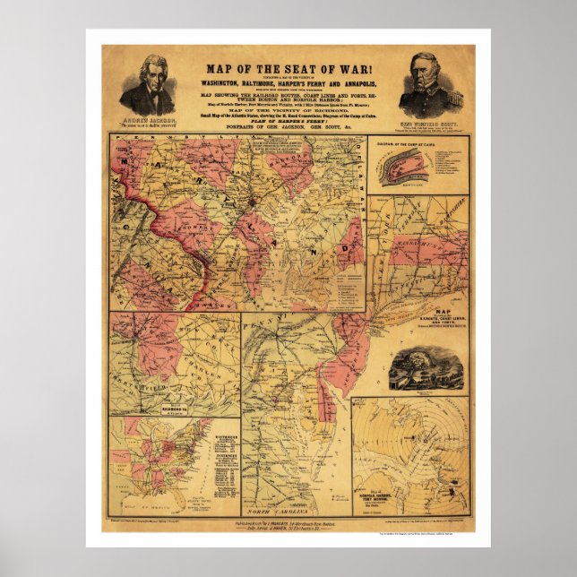 Seat Of Civil War Map 1862 Poster (Front)