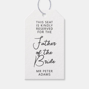 Seat Reserved For Father of The Bride Black White Gift Tags