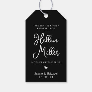 Seat Reserved For Guest Name Black White Modern Gift Tags