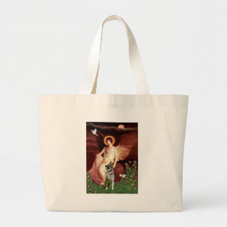 Seated Angel - Norwegian Elkhound Large Tote Bag