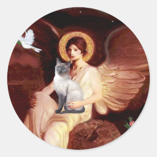 Seated Angel- Siamese (blue point 24) Classic Round Sticker