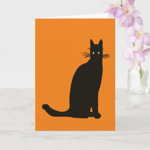 Seated Black Cat In Elegant Pose Silhouette Card