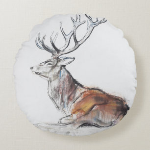 Seated Stag 2006 Round Cushion