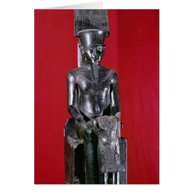 Seated statue of god Amon protecting (Front)