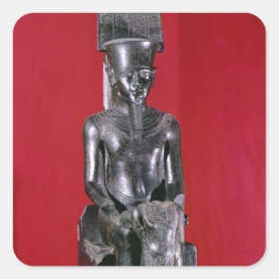 Seated statue of god Amon protecting Square Sticker