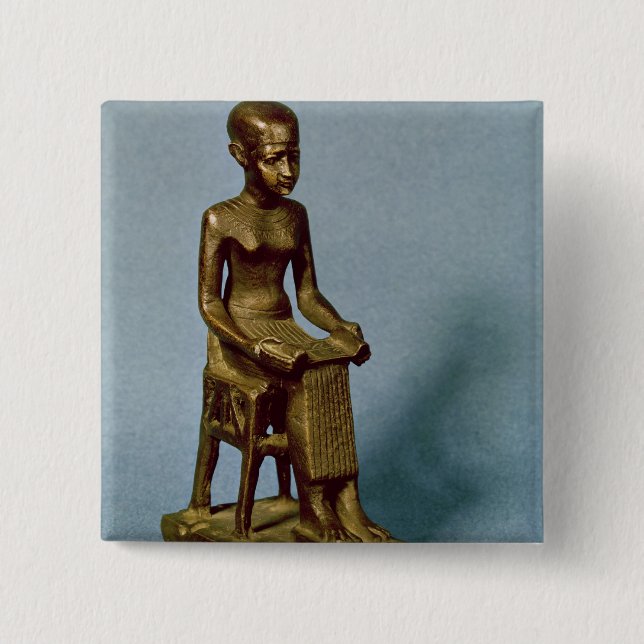 Seated statue of Imhotep  holding an open 15 Cm Square Badge (Front)