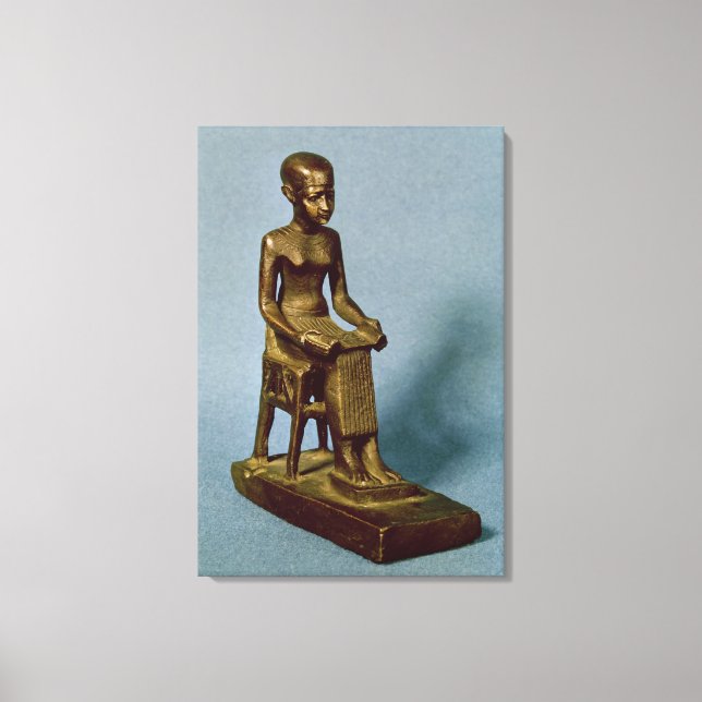 Seated statue of Imhotep  holding an open Canvas Print (Front)