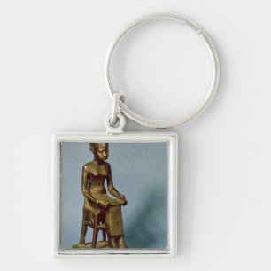 Seated statue of Imhotep  holding an open Key Ring