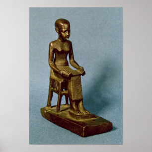 Seated statue of Imhotep holding an open Poster