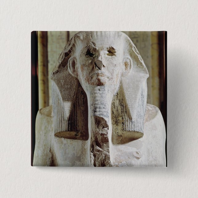 Seated statue of King Djoser 15 Cm Square Badge (Front)