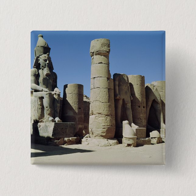 Seated statue of Ramesses II 15 Cm Square Badge (Front)