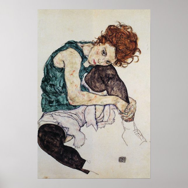 Seated woman, Egon Schiele, 1917, 16W x 24H Poster (Front)