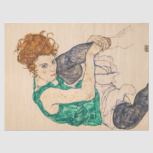 Seated Woman with Bent Knee by Egon Schiele Tissue Paper