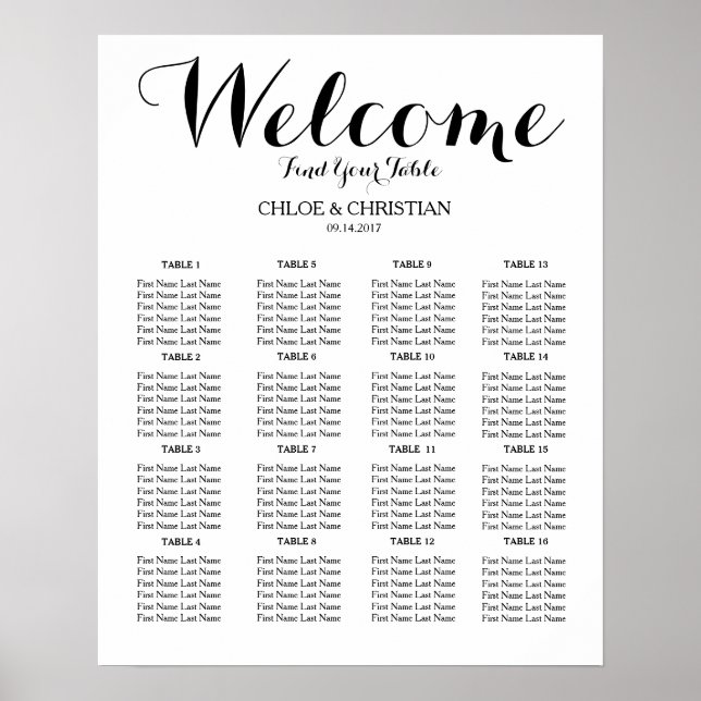 SEATING CHART (Front)