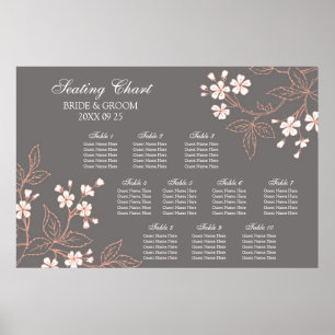 Seating Chart 10 Tables Grey Coral Floral