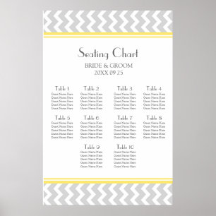 Seating Chart 10 Tables Yellow Grey Chevron