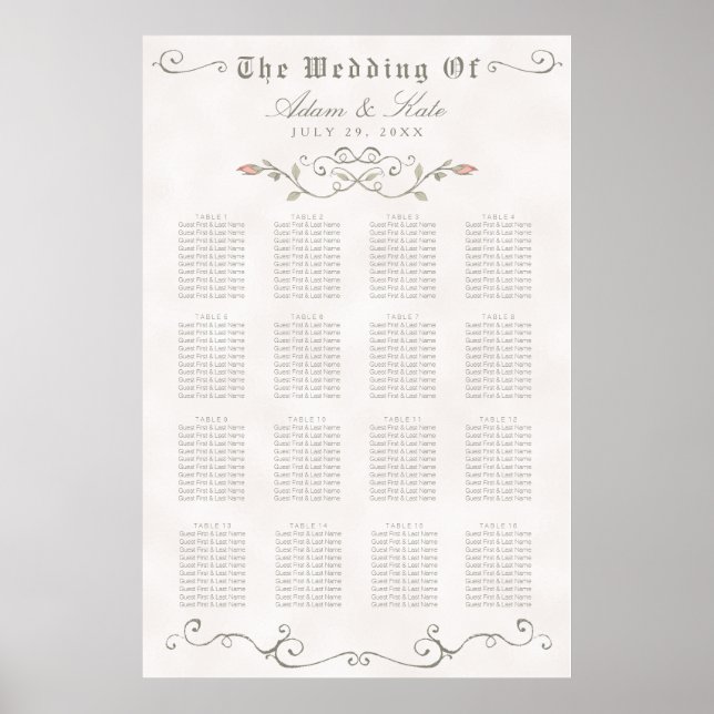 SEATING CHART 121-160 | Elegant Beauty Wedding (Front)