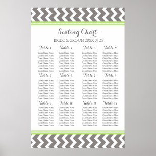 Seating Chart 12 Tables 96 Guest Lime Grey Chevron