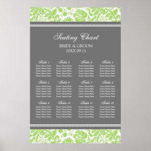 Seating Chart 12 Tables Lime Grey Damask