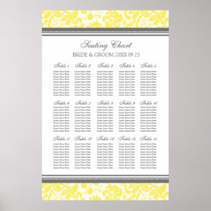 Seating Chart 15 Tables 150 Guest Yellow Damask