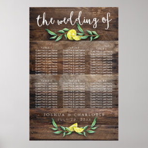 SEATING CHART 31 - 60 Rustic Wood Lemon Wedding