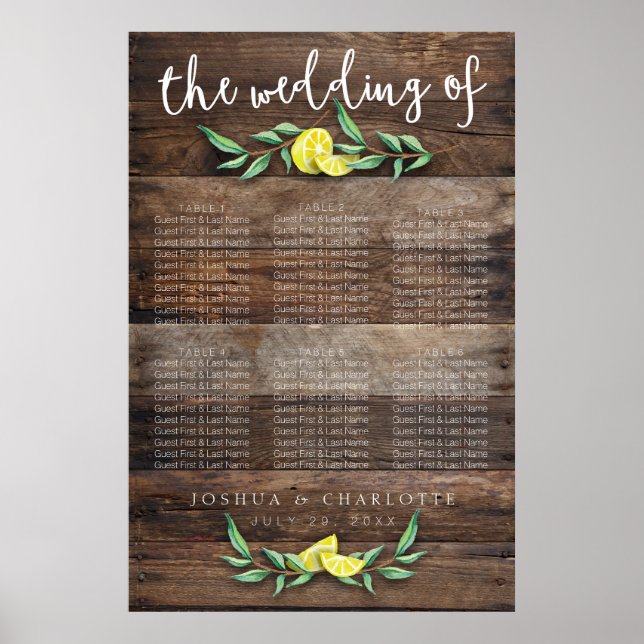 SEATING CHART 31 - 60 | Rustic Wood Lemon Wedding (Front)