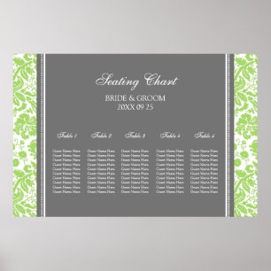 Seating Chart 5 Tables Grey Lime Damask