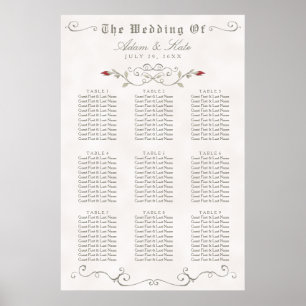 SEATING CHART 61 - 90   Elegant Red Rose Wedding